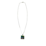 Handmade Womens Silver Enamel Artistic Pendant Necklace With House & Tree Design