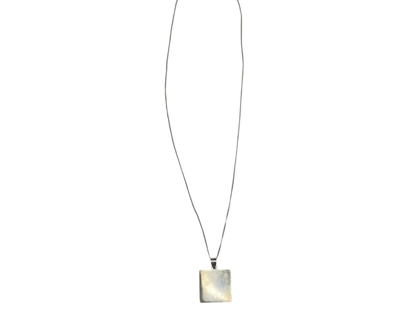 Handmade Womens Silver Enamel Artistic Pendant Necklace With House & Tree Design