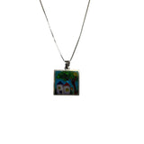 Handmade Womens Silver Enamel Artistic Pendant Necklace With House & Tree Design