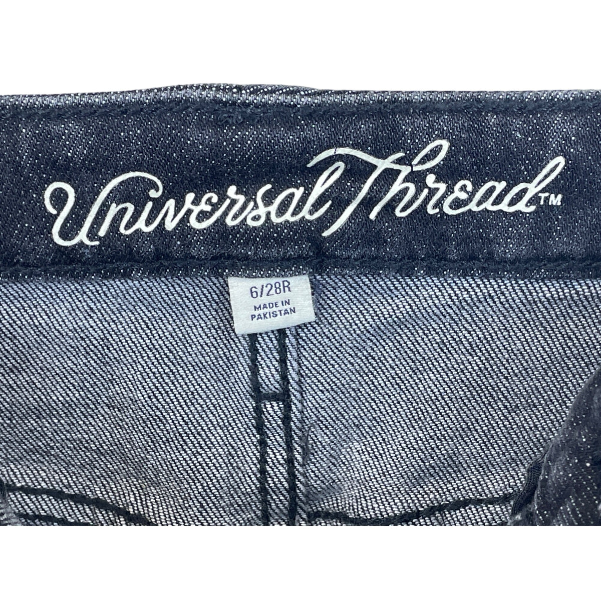 Universal Thread Womens Black Denim Frayed Hem Casual Skirt Size 6/28R