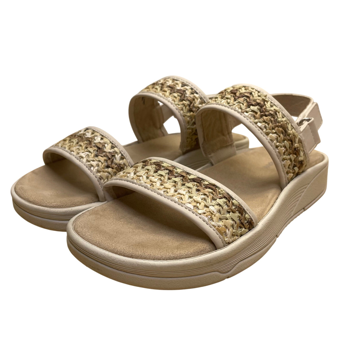 Easy Spirit Women’s Beige Woven Strap Open Toe Seraina Sandals Size 6.5M