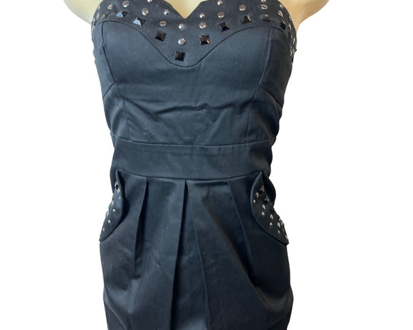 I.N. San Francisco Black Strapless Studded Mini Dress Size 5 - New