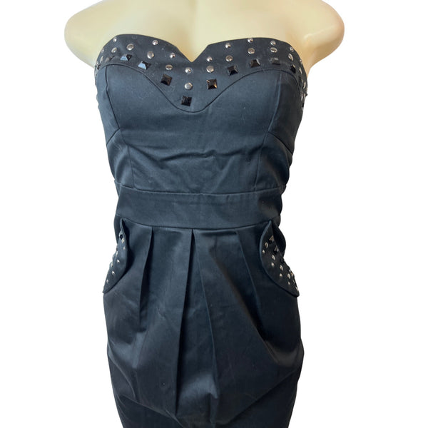 I.N. San Francisco Black Strapless Studded Mini Dress Size 5 - New