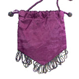 Women's Purple Beaded Embellished Drawstrings Evening Clutch Size S