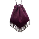 Women's Purple Beaded Embellished Drawstrings Evening Clutch Size S