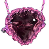 Women's Purple Beaded Embellished Drawstrings Evening Clutch Size S