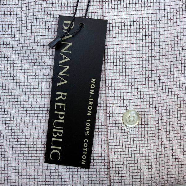 Banana Republic Mens Red Grid Pattern Shirt Non-Iron Button-Up Size L - New
