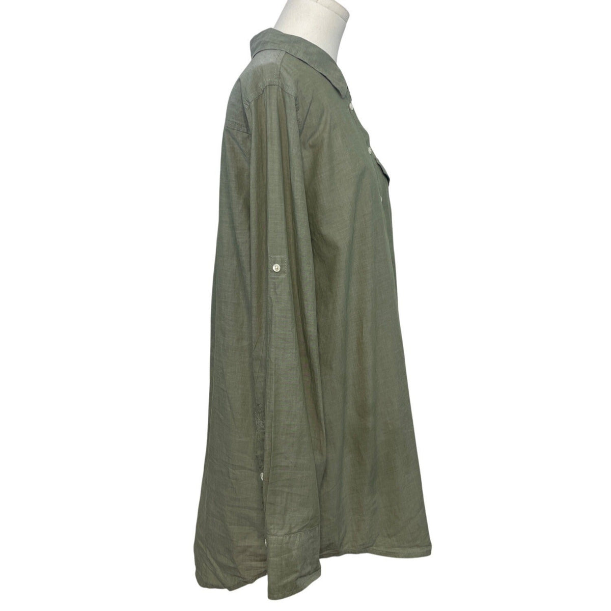 J.Crew Womens Olive Green Button-Down Shirt With Pocket Long Sleeves Size L