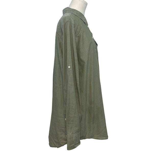 J.Crew Womens Olive Green Button-Down Shirt With Pocket Long Sleeves Size L