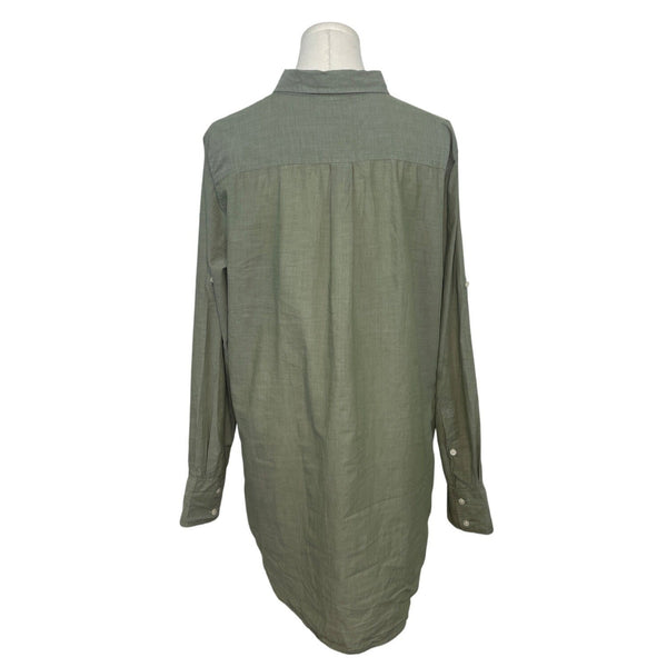 J.Crew Womens Olive Green Button-Down Shirt With Pocket Long Sleeves Size L