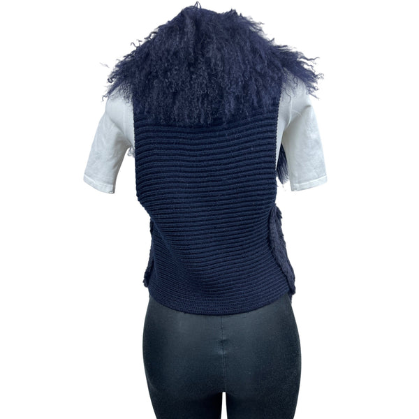 Moma Women’s Navy Blue Sweater with Outer Pockets Wool - One Size