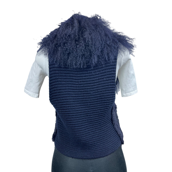 Moma Women’s Navy Blue Sweater with Outer Pockets Wool - One Size