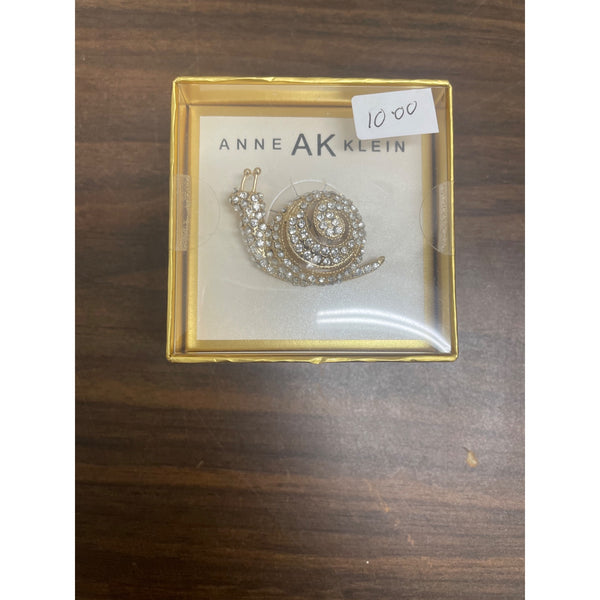 Anne Klein Gold-Tone & Crystal Snail Brooch In Original Box