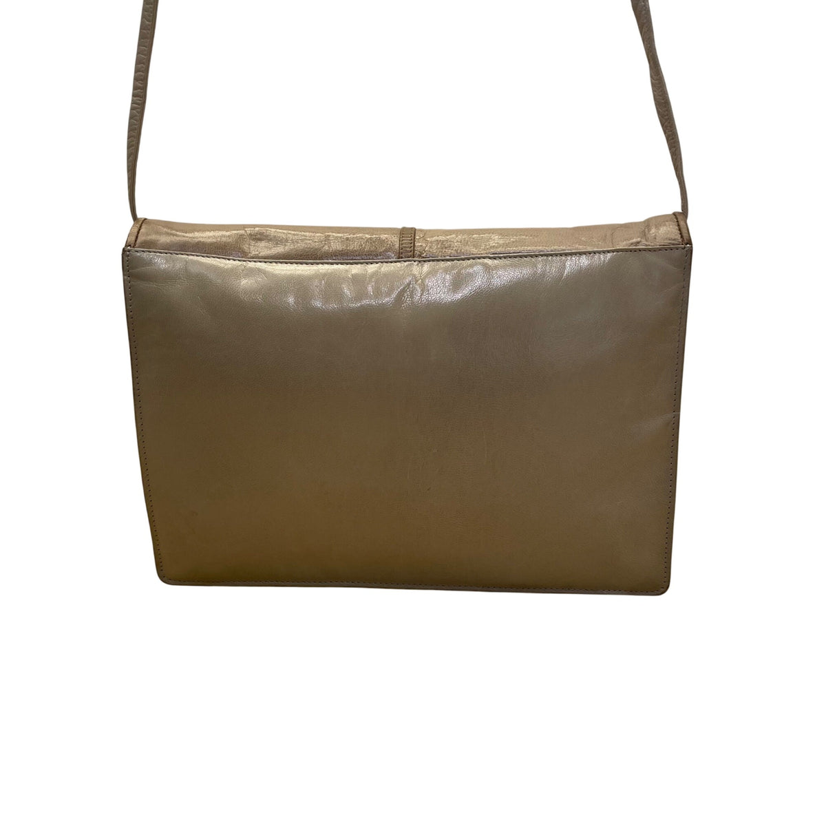 Vintage Browns Women’s Grey & Beige Leather Foldover Flap Snap Crossbody Bag