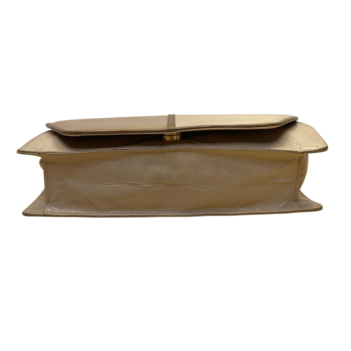 Vintage Browns Women’s Grey & Beige Leather Foldover Flap Snap Crossbody Bag