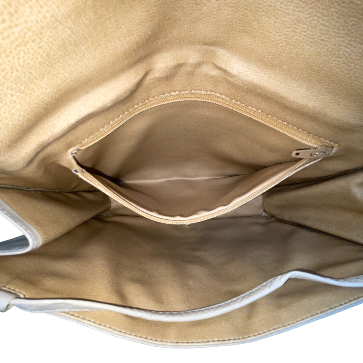 Vintage Browns Women’s Grey & Beige Leather Foldover Flap Snap Crossbody Bag