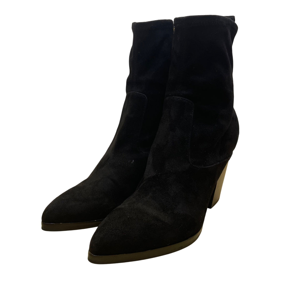 Marc Fisher Womens Black Suede Block Heel Pointed Toe Ankle Boots Size 8.5M