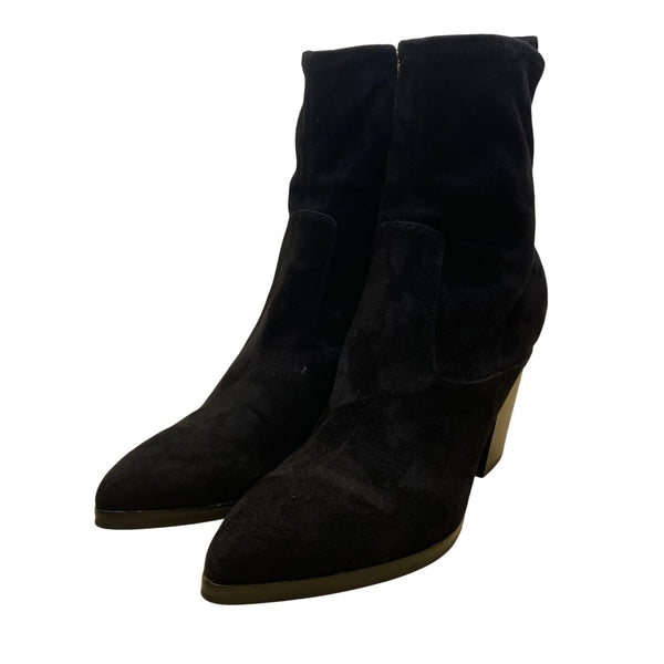 Marc Fisher Womens Black Suede Block Heel Pointed Toe Ankle Boots Size 8.5M