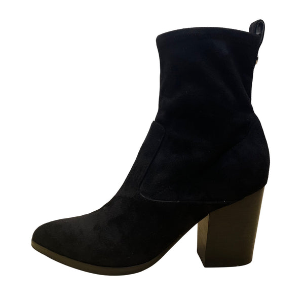 Marc Fisher Womens Black Suede Block Heel Pointed Toe Ankle Boots Size 8.5M