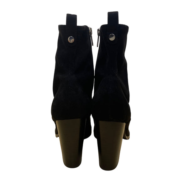 Marc Fisher Womens Black Suede Block Heel Pointed Toe Ankle Boots Size 8.5M