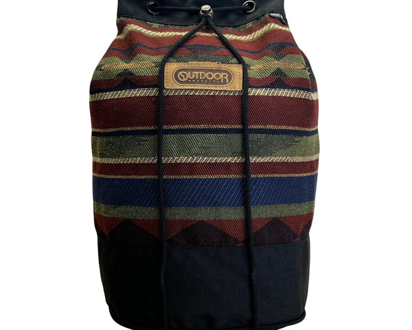 Outdoor Products Black & Red Striped Pattern Canvas & Adjustable Strap Backpack