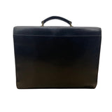 Vintage Coach Black Leather Briefcase With Brass Hardware & Top Handle Sz L