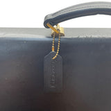 Vintage Coach Black Leather Briefcase With Brass Hardware & Top Handle Sz L