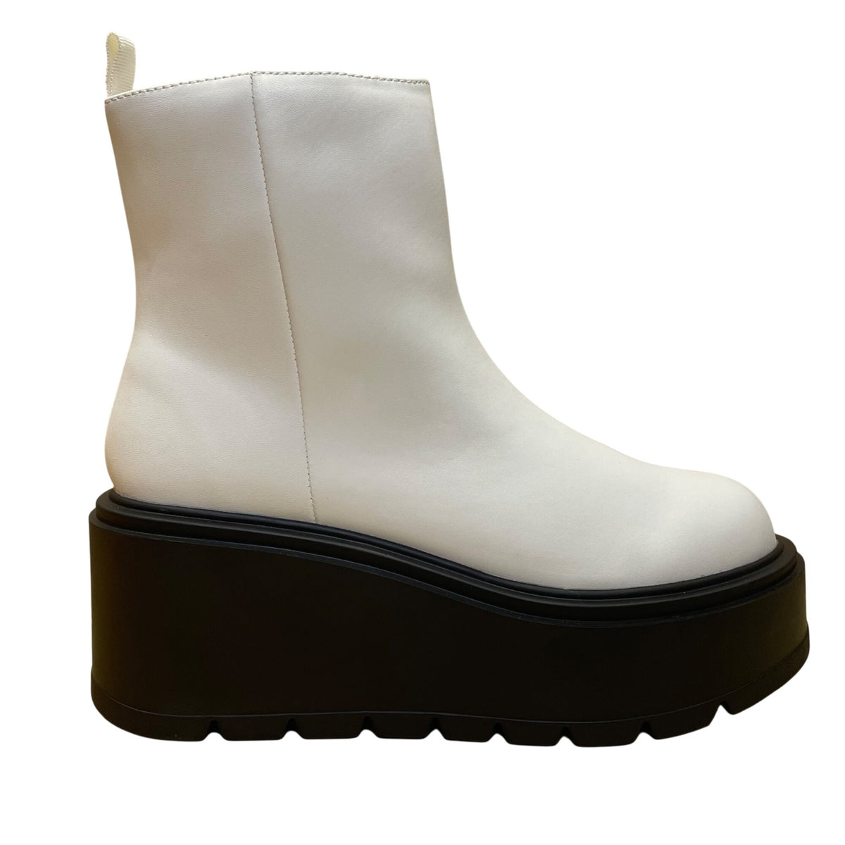 BP Women’s Ivory White PU Leather Platform Chunky Milo Ankle Boots 6.5M