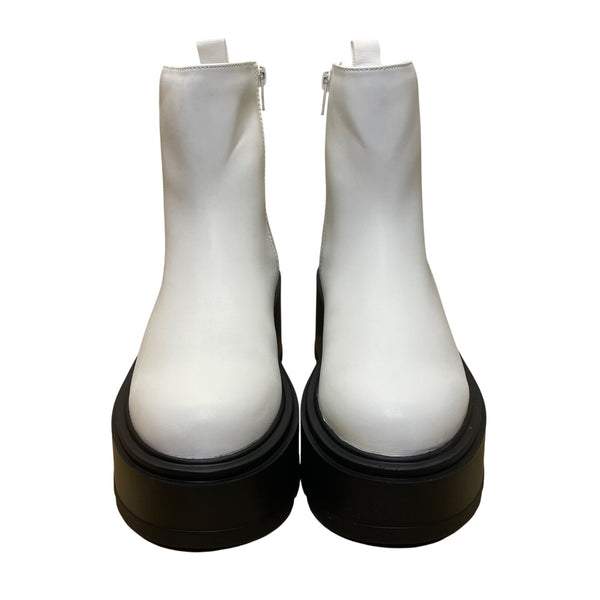 BP Women’s Ivory White PU Leather Platform Chunky Milo Ankle Boots 6.5M