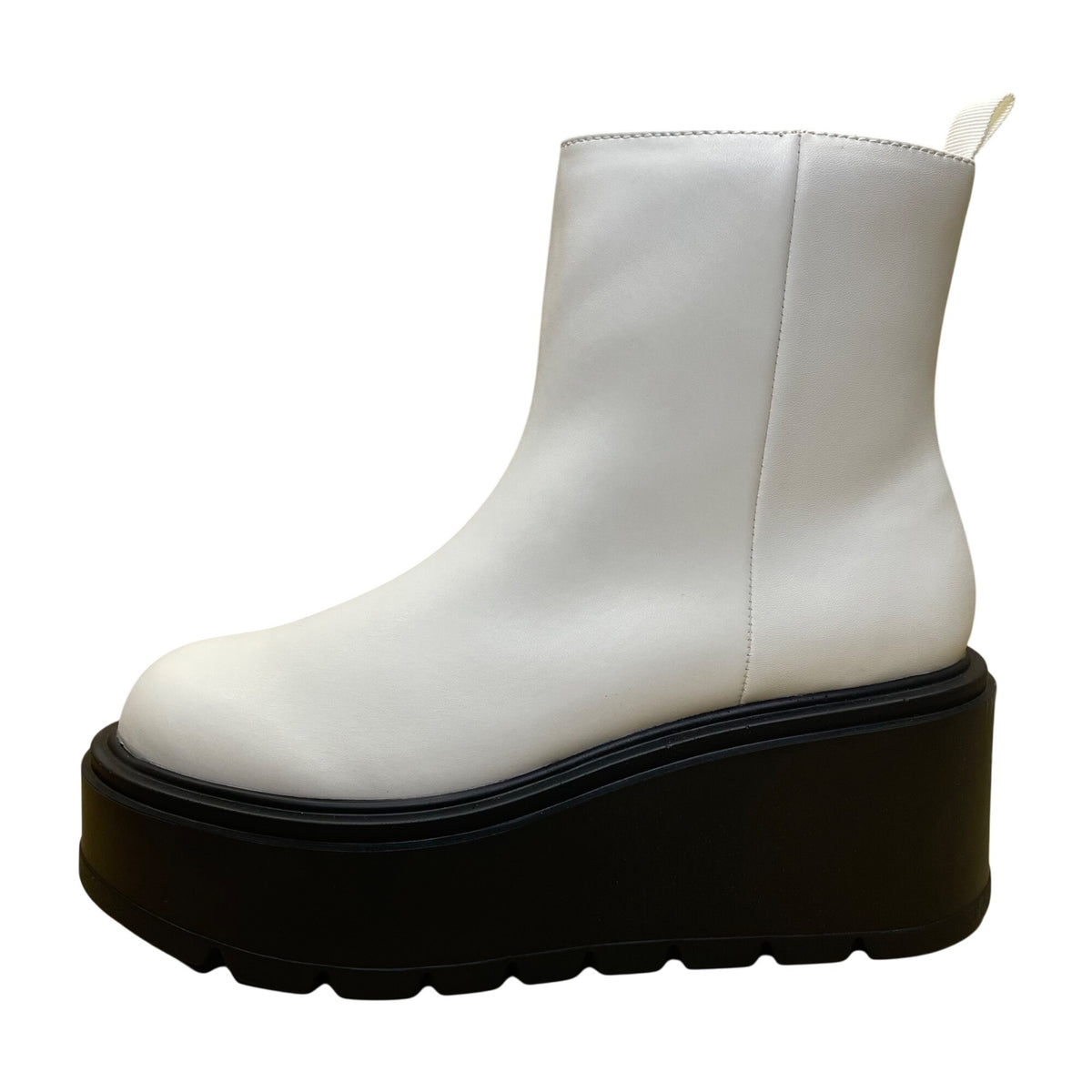 BP Women’s Ivory White PU Leather Platform Chunky Milo Ankle Boots 6.5M