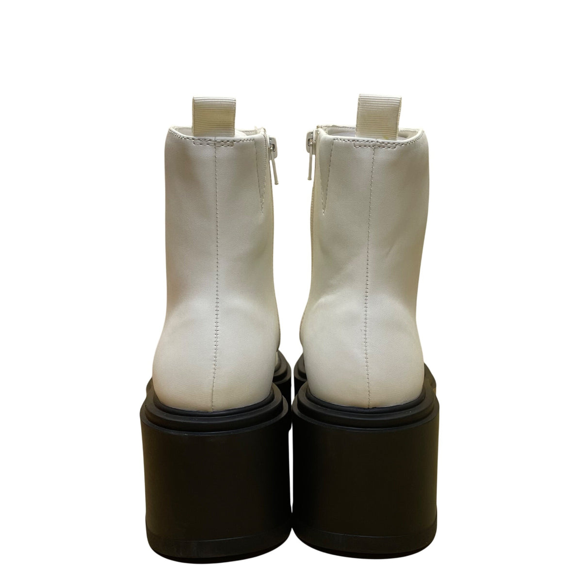 BP Women’s Ivory White PU Leather Platform Chunky Milo Ankle Boots 6.5M