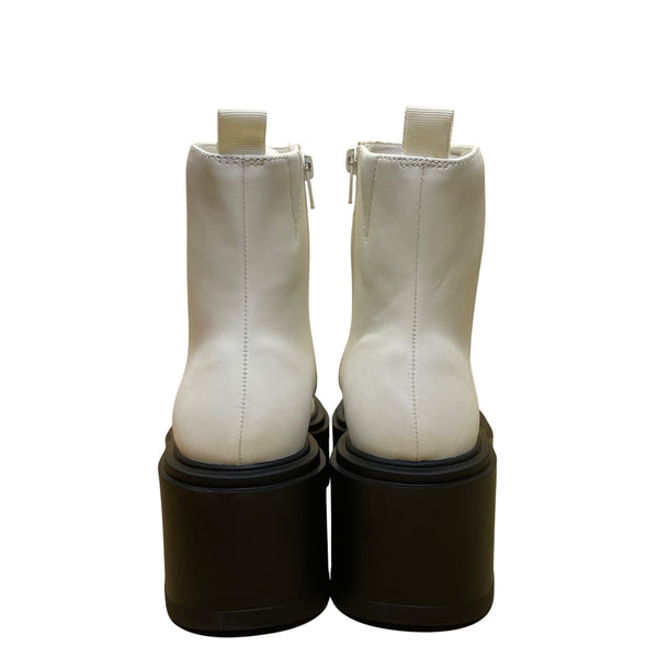 BP Women’s Ivory White PU Leather Platform Chunky Milo Ankle Boots 6.5M