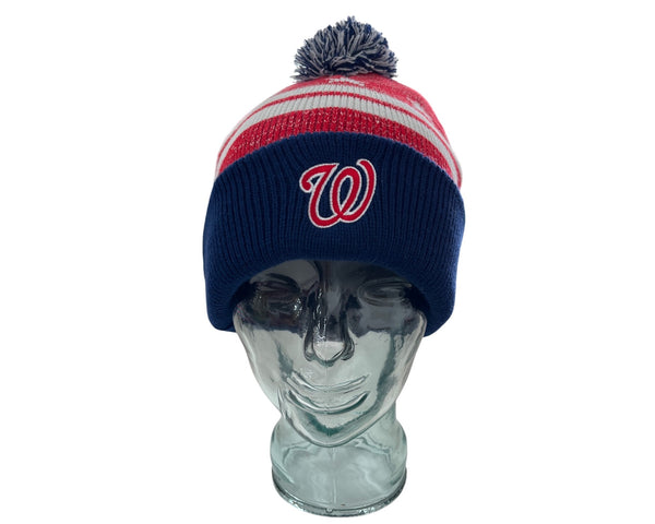 Coca-Cola Blue Red Knit Beanie Hat W Logo Stars Stripes Pom One Size Unisex Winter