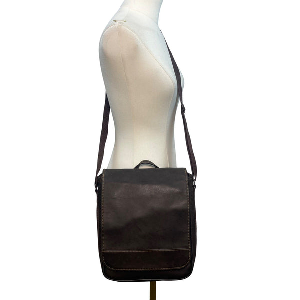 Wilsons Leather Brown Leather With Adjustable Strap & Top Handle Messenger Bag