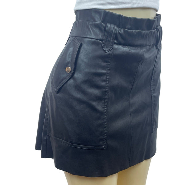 Zara Women’s Black Faux Leather Mini Skirt Sz L