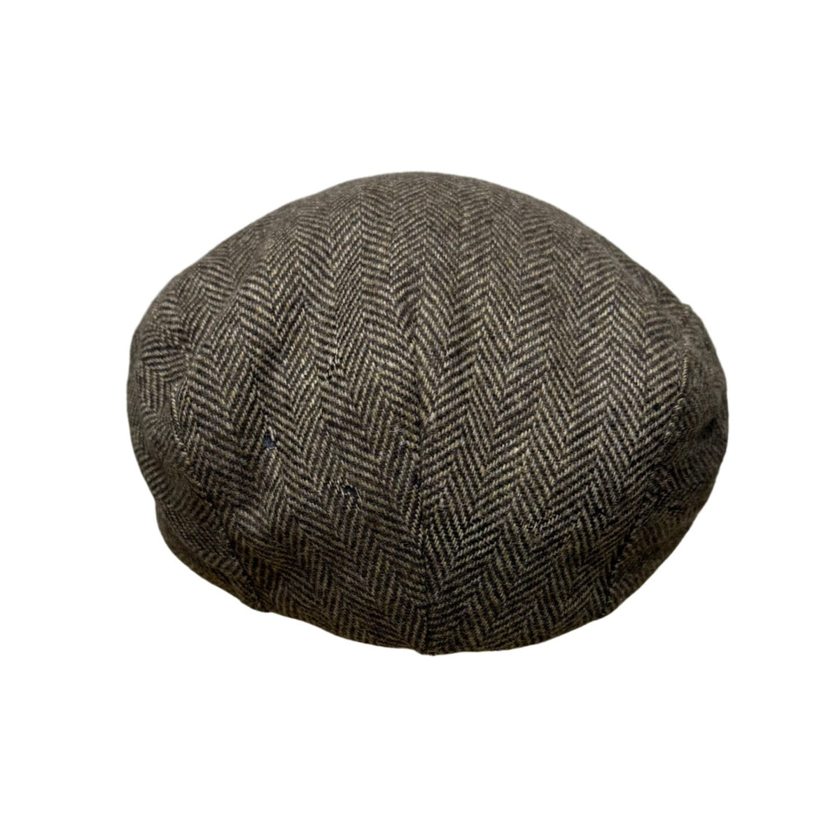 Brown Herringbone Wool Blend Newsboy Cap Flat Cap Lined For Men Medium