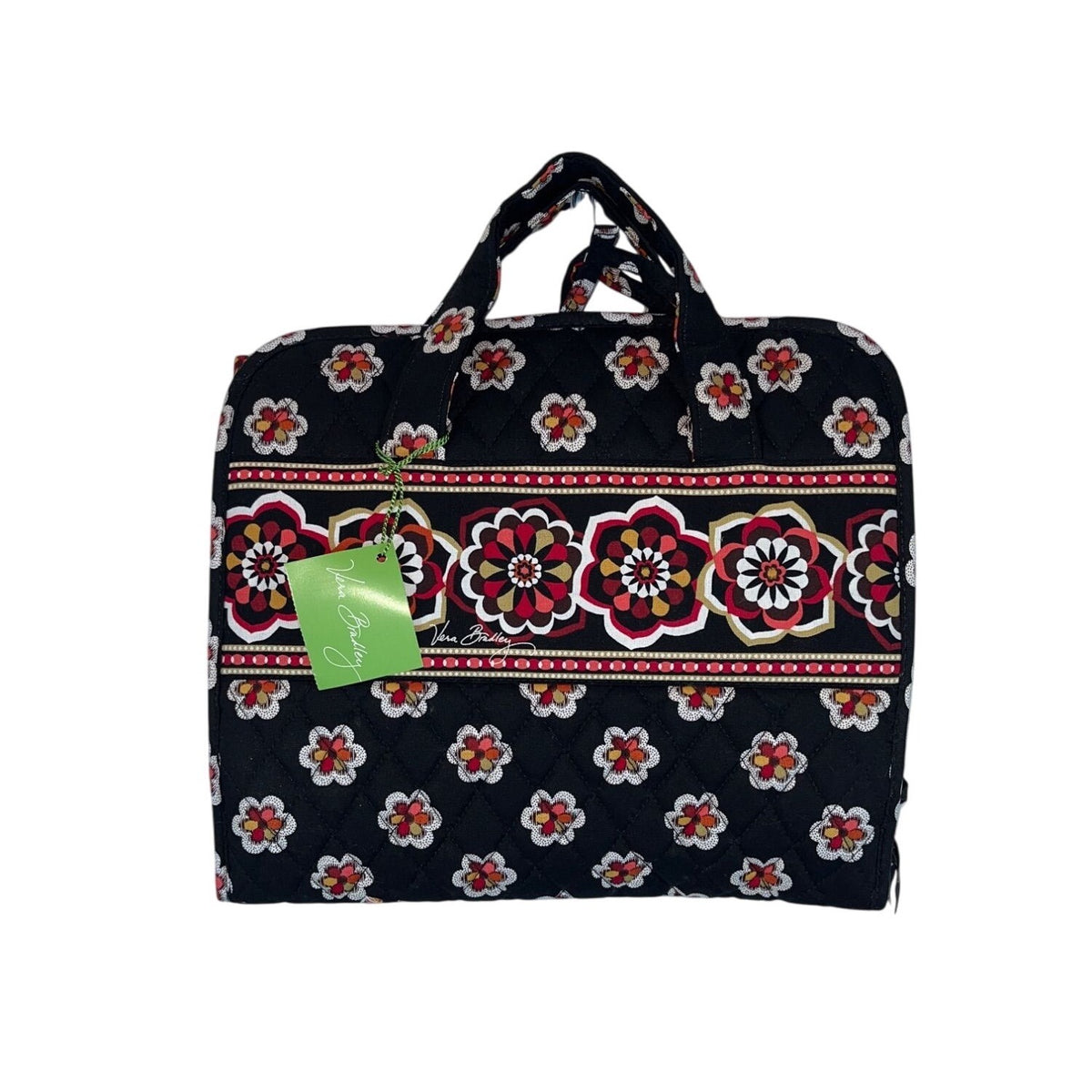 Vera Bradley Women’s Black Floral Hanging Organizer With Clear Pockets Sz M