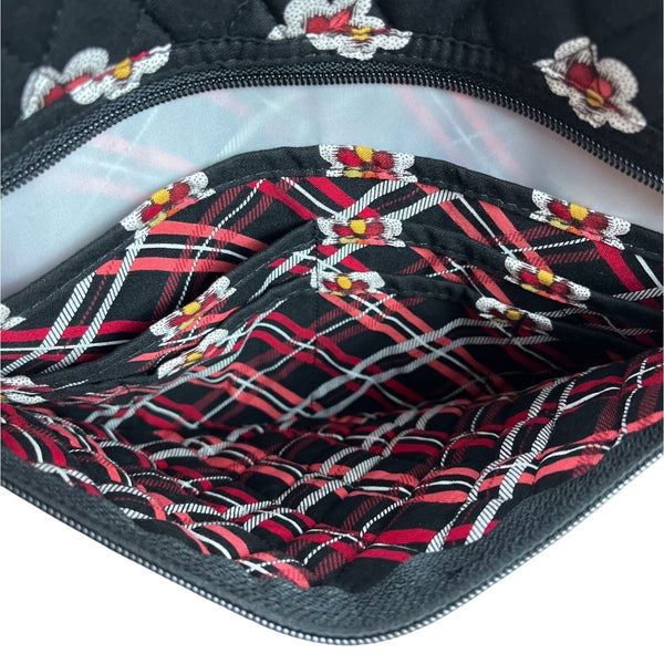 Vera Bradley Women’s Black Floral Hanging Organizer With Clear Pockets Sz M