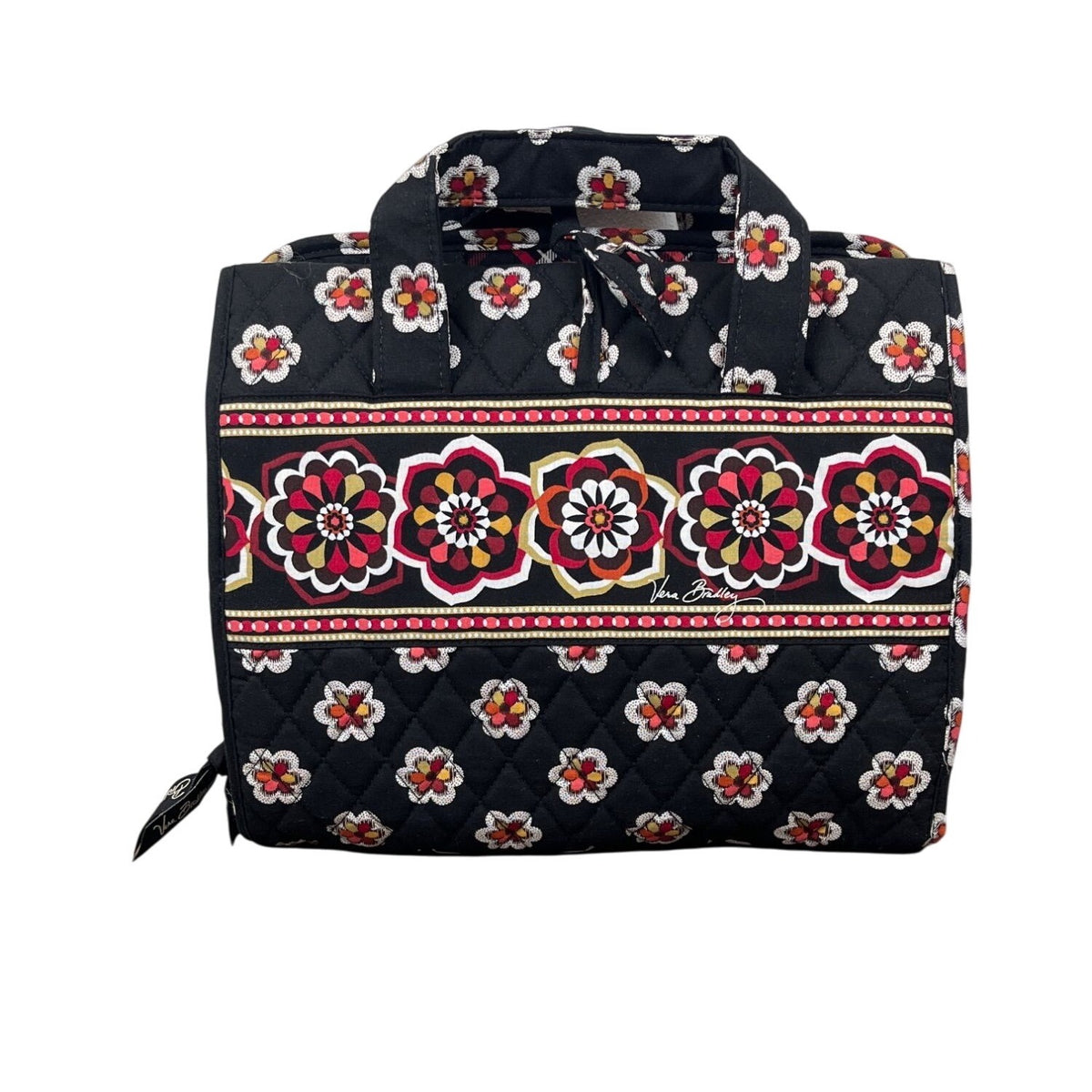 Vera Bradley Women’s Black Floral Hanging Organizer With Clear Pockets Sz M