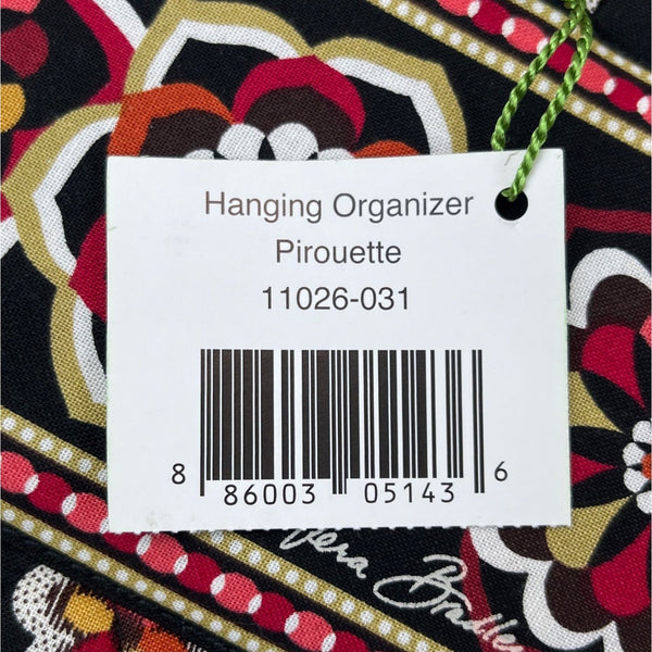 Vera Bradley Women’s Black Floral Hanging Organizer With Clear Pockets Sz M