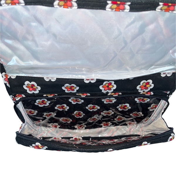 Vera Bradley Women’s Black Floral Hanging Organizer With Clear Pockets Sz M
