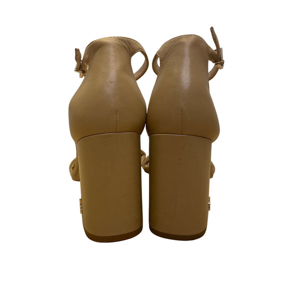 Sam Edelman Women’s Beige Leather Block Heel Ankle Buckle Strap Sandals Size 10