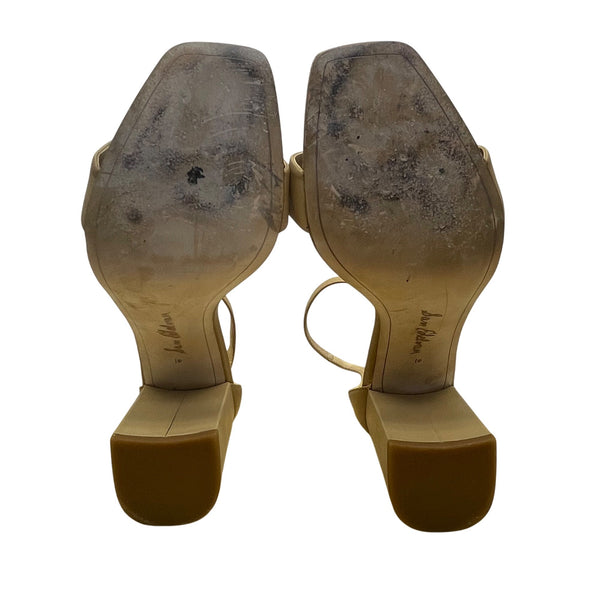 Sam Edelman Women’s Beige Leather Block Heel Ankle Buckle Strap Sandals Size 10