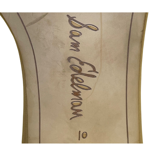 Sam Edelman Women’s Beige Leather Block Heel Ankle Buckle Strap Sandals Size 10