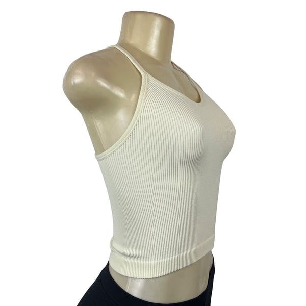 Adodos Womens Ribbed Knit Tank Top White Sz XS/S