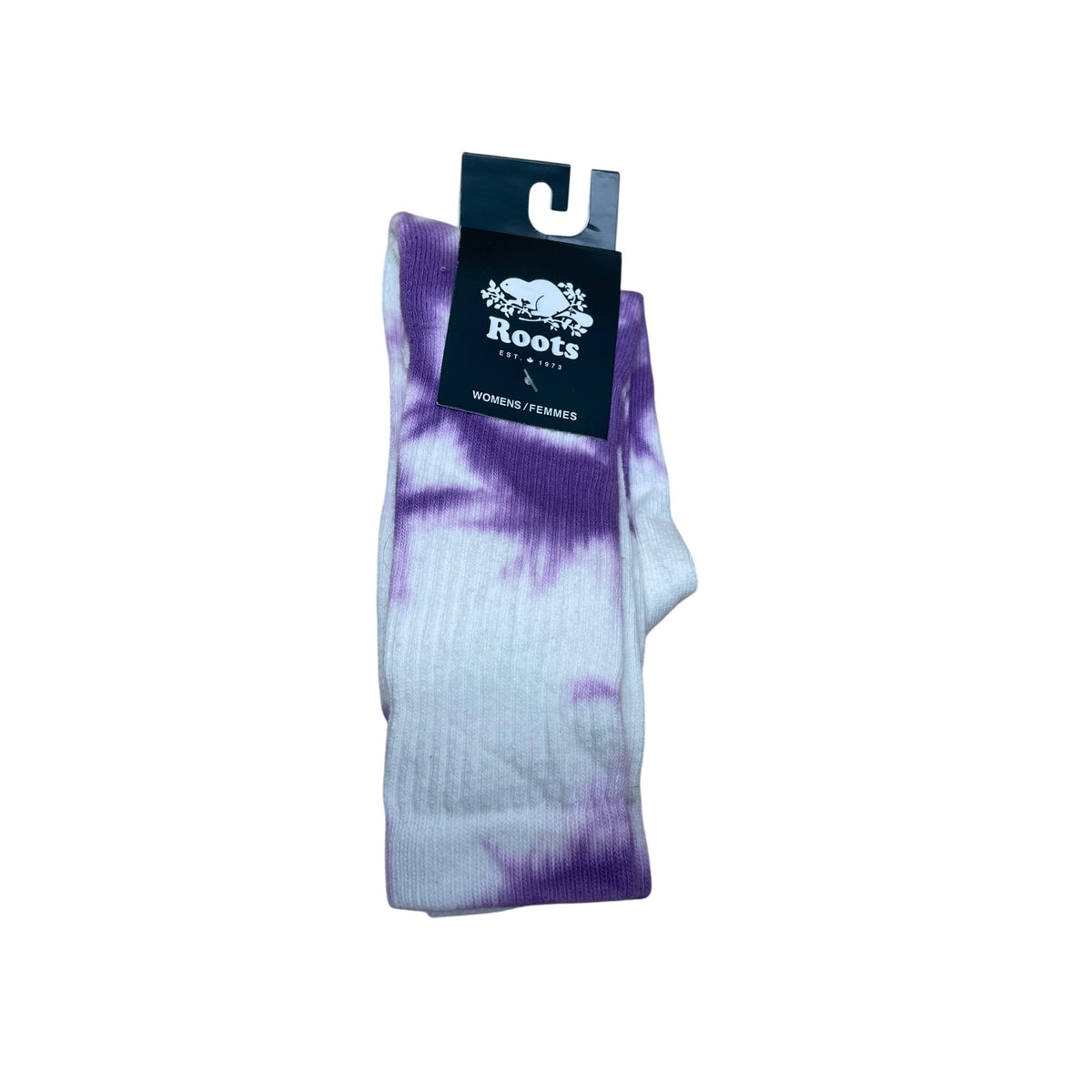 Roots Women’s Purple & White Tie-Dye Cotton Blend Crew Socks OS