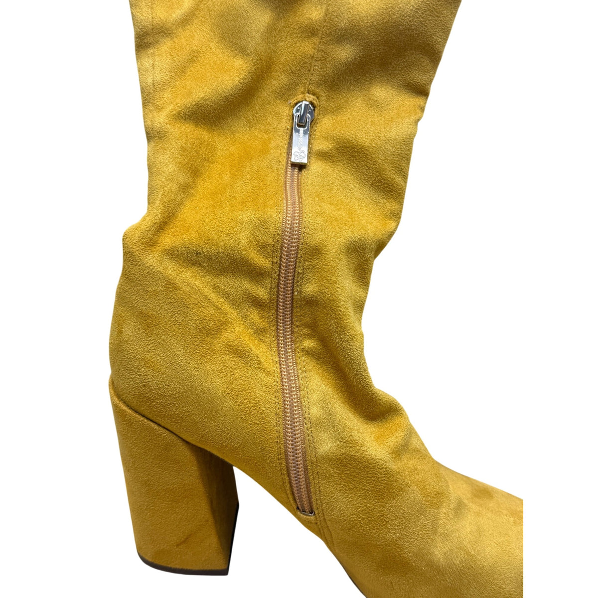 Jessica Simpson Womens Yellow Suede High Block Heel Knee-High Boots Size 8 Side Zipper