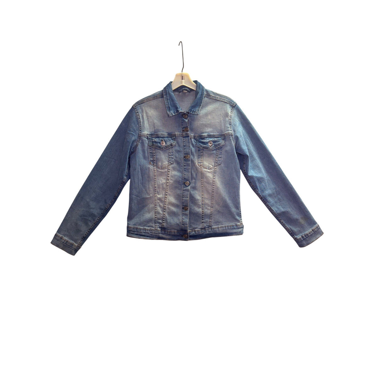 ZeeMan Womens Blue Denim Jacket Button-Up Long Sleeve Classic Casual Cotton Blend Size 42