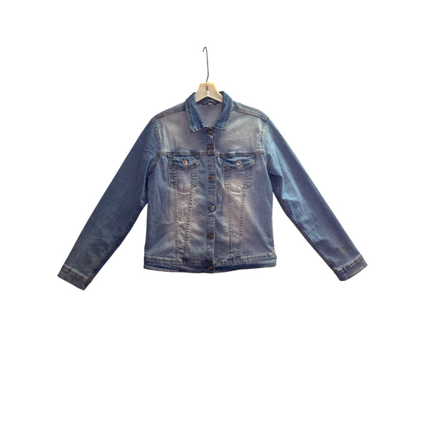 ZeeMan Womens Blue Denim Jacket Button-Up Long Sleeve Classic Casual Cotton Blend Size 42
