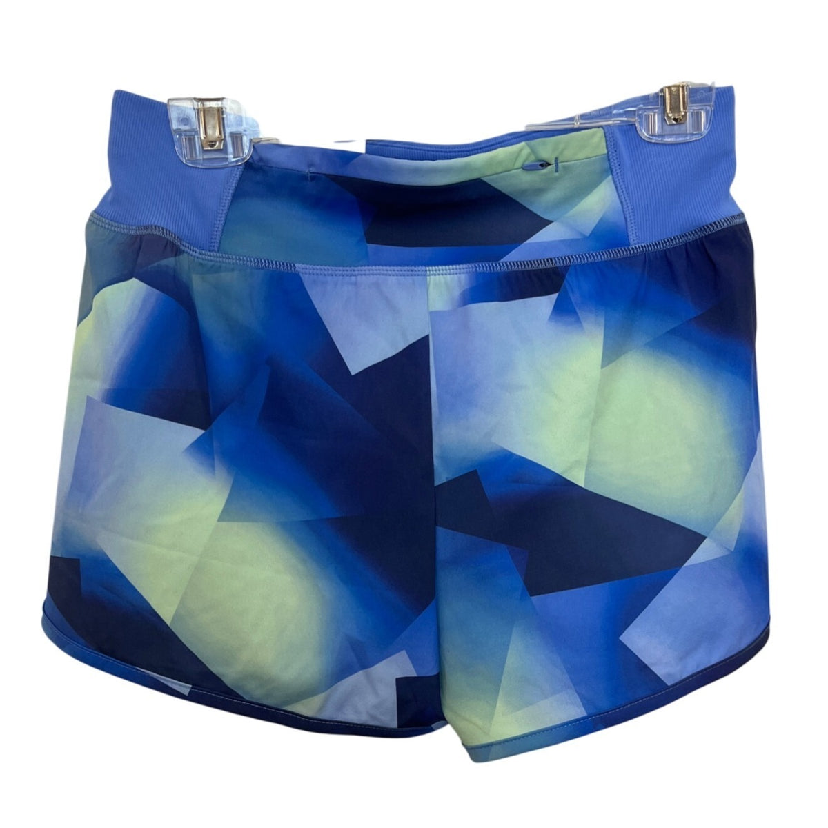 Reebok Women's Slim Fit Geometric Blue Pattern Shorts Size S